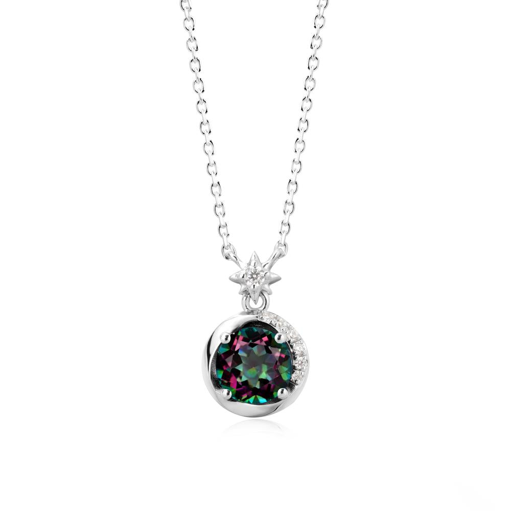 Galaxy Inspired Swirling Mystic Topaz Necklace - LUO Jewelry #metal_18k white gold