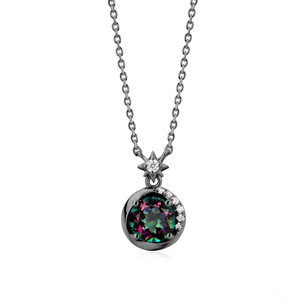 Galaxy Inspired Swirling Mystic Topaz Necklace - LUO Jewelry #metal_black finish sterling silver