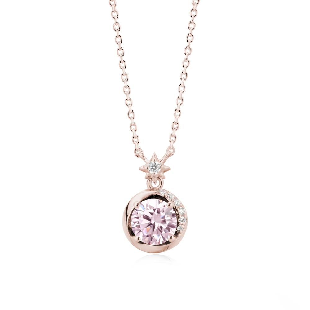 Galaxy Inspired Swirling Pink Cubic Zirconia Necklace - LUO Jewelry #metal_14k rose gold