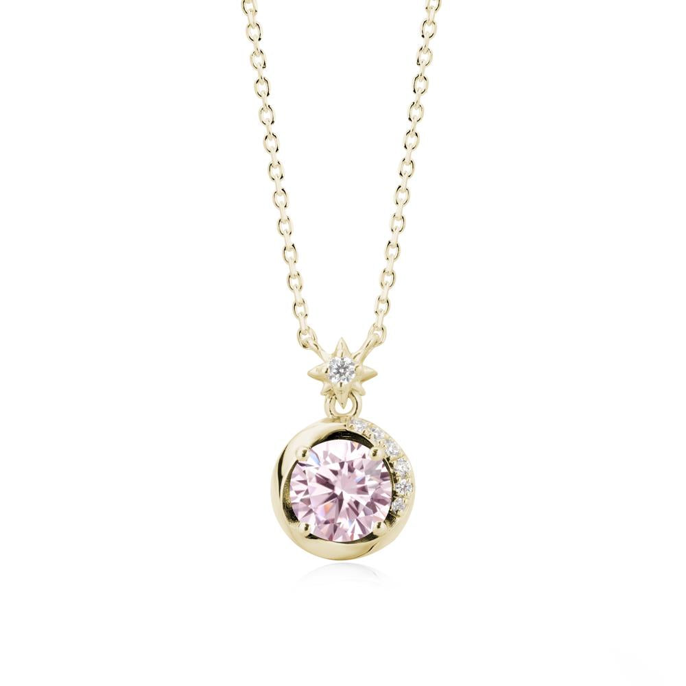 Galaxy Inspired Swirling Pink Cubic Zirconia Necklace - LUO Jewelry #metal_14k yellow gold