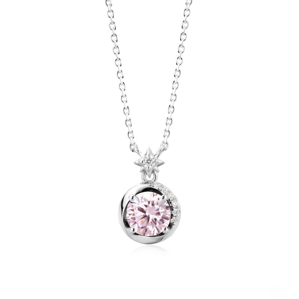 Galaxy Inspired Swirling Pink Cubic Zirconia Necklace - LUO Jewelry #metal_18k white gold
