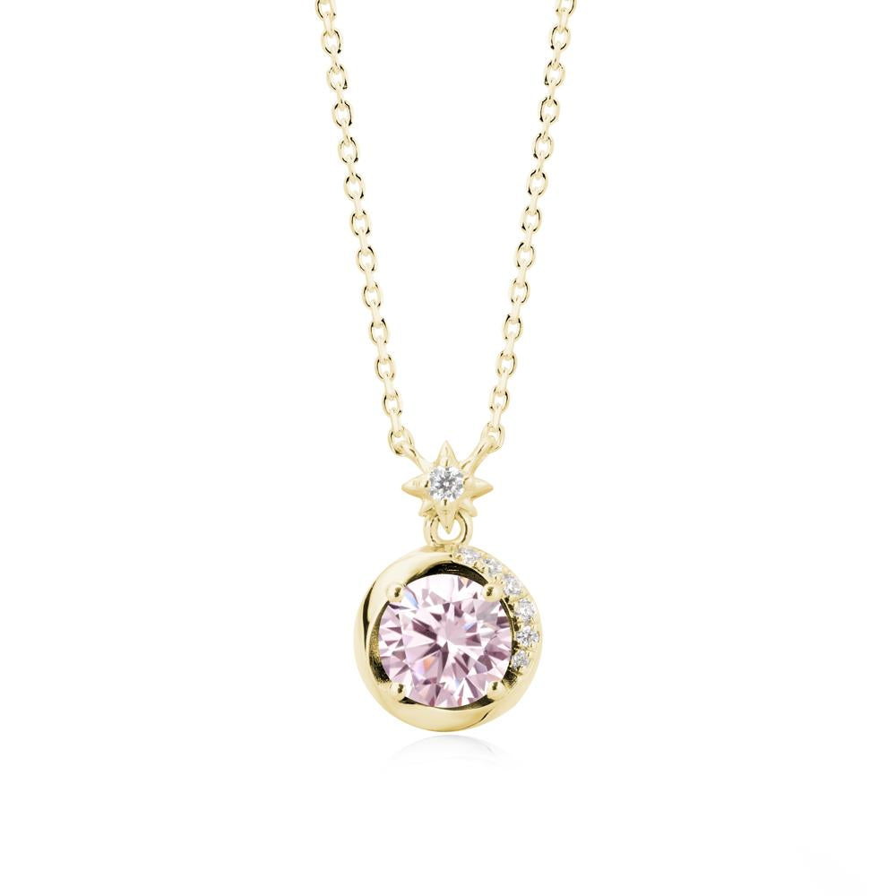Galaxy Inspired Swirling Pink Cubic Zirconia Necklace - LUO Jewelry #metal_18k yellow gold