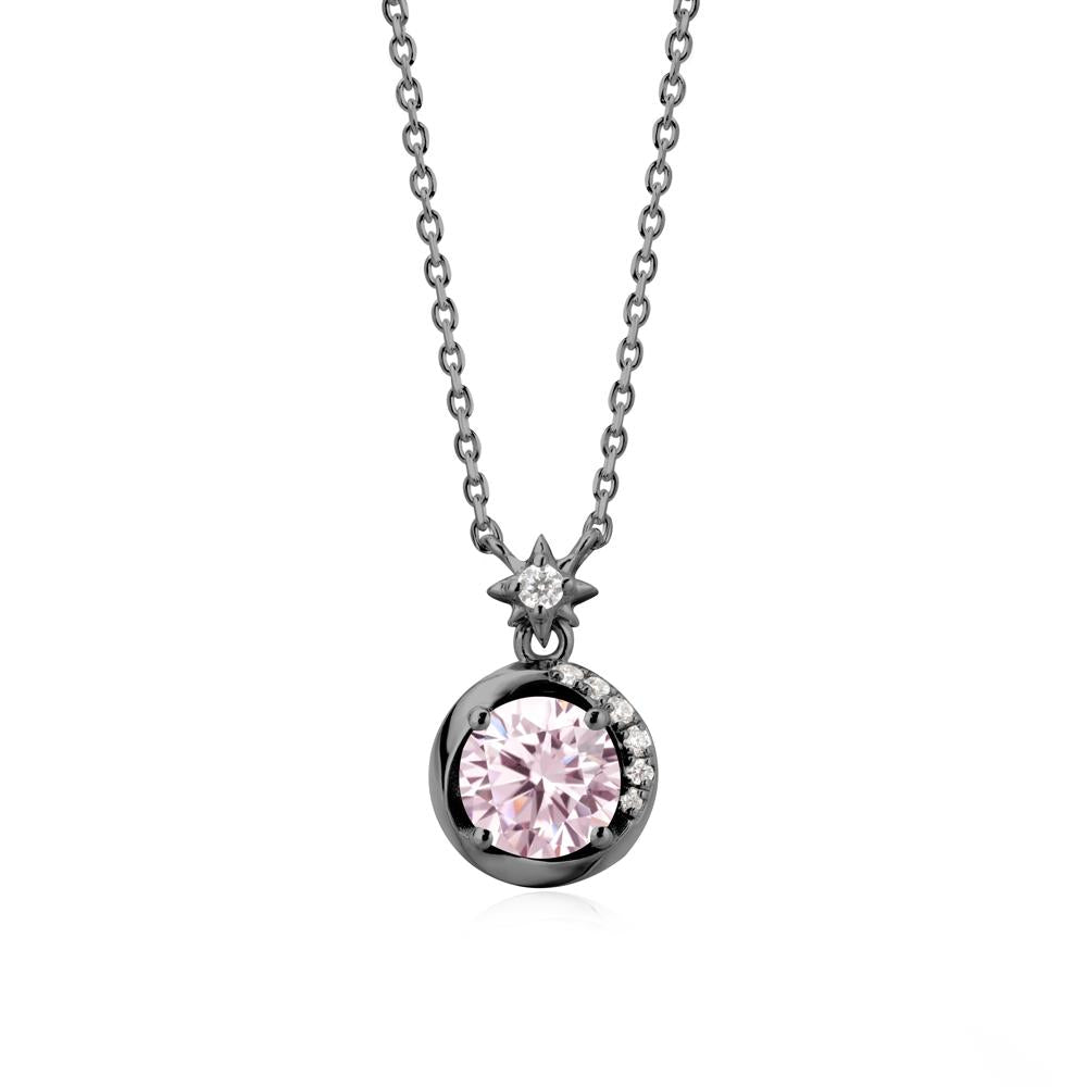 Galaxy Inspired Swirling Pink Cubic Zirconia Necklace - LUO Jewelry #metal_black finish sterling silver