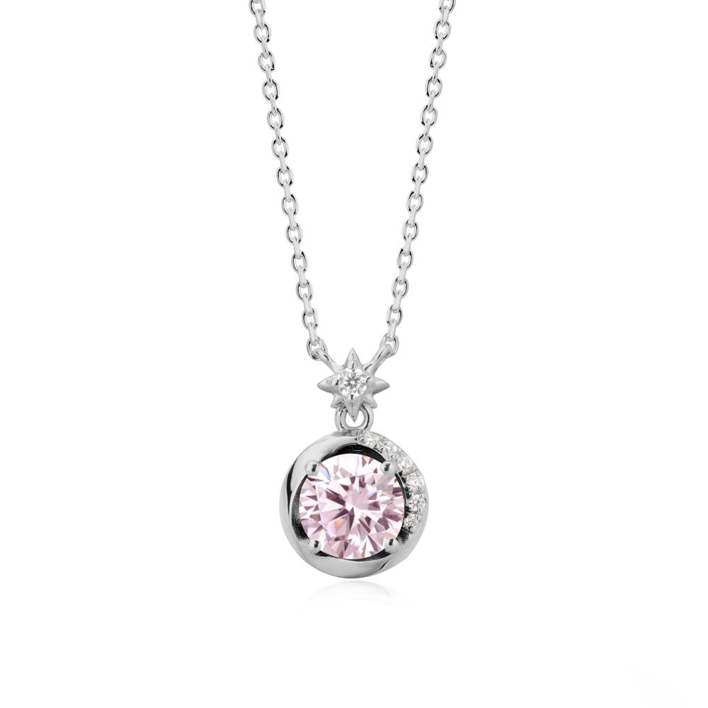 Galaxy Inspired Swirling Pink Cubic Zirconia Necklace - LUO Jewelry #metal_platinum