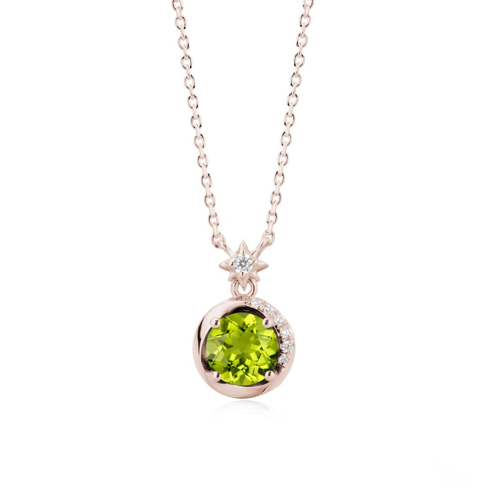 Galaxy Inspired Star Peridot Pendant Necklace - LUO Jewelry #metal_14k rose gold