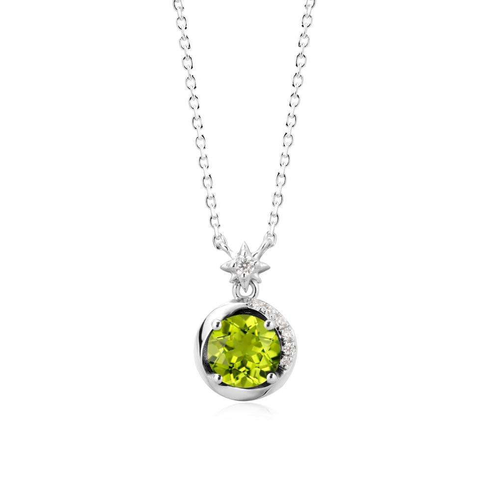 Galaxy Inspired Star Peridot Pendant Necklace - LUO Jewelry #metal_14k white gold