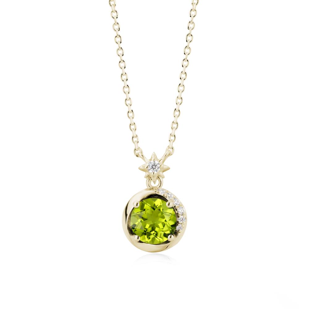 Galaxy Inspired Star Peridot Pendant Necklace - LUO Jewelry #metal_14k yellow gold