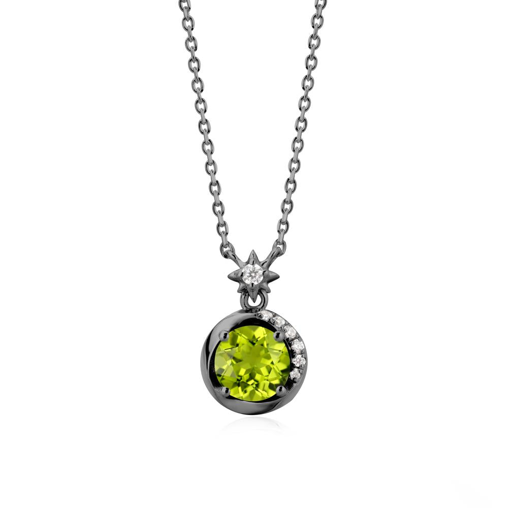 Galaxy Inspired Star Peridot Pendant Necklace - LUO Jewelry #metal_black finish sterling silver