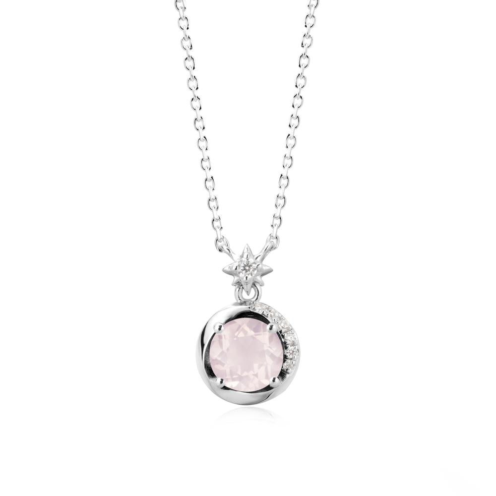 Galaxy Inspired Swirling Rose Quartz Necklace - LUO Jewelry #metal_14k white gold