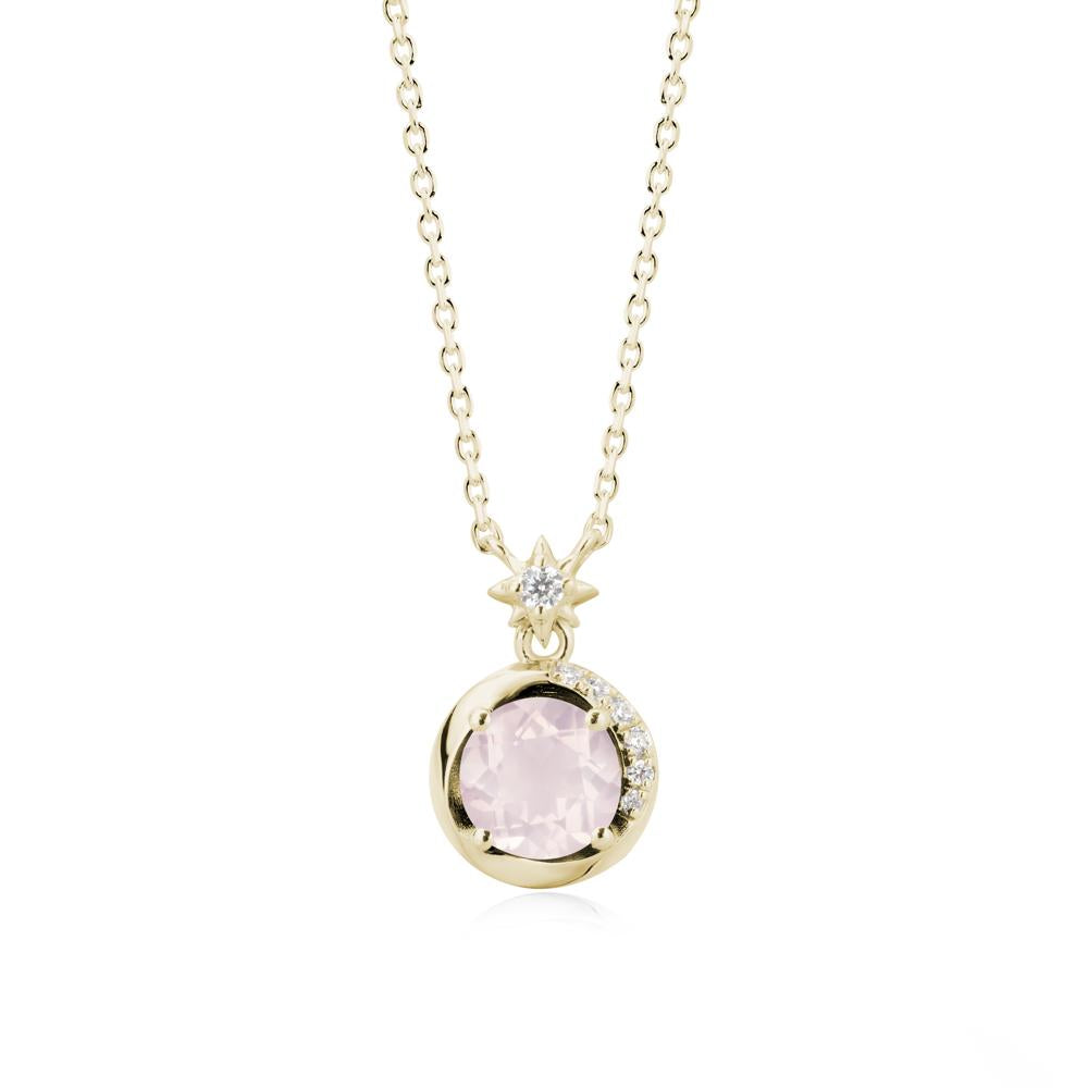 Galaxy Inspired Swirling Rose Quartz Necklace - LUO Jewelry #metal_14k yellow gold