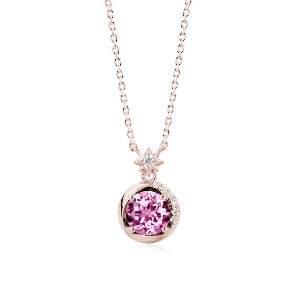 Galaxy Inspired Star Pink Sapphire Pendant Necklace - LUO Jewelry #metal_14k rose gold