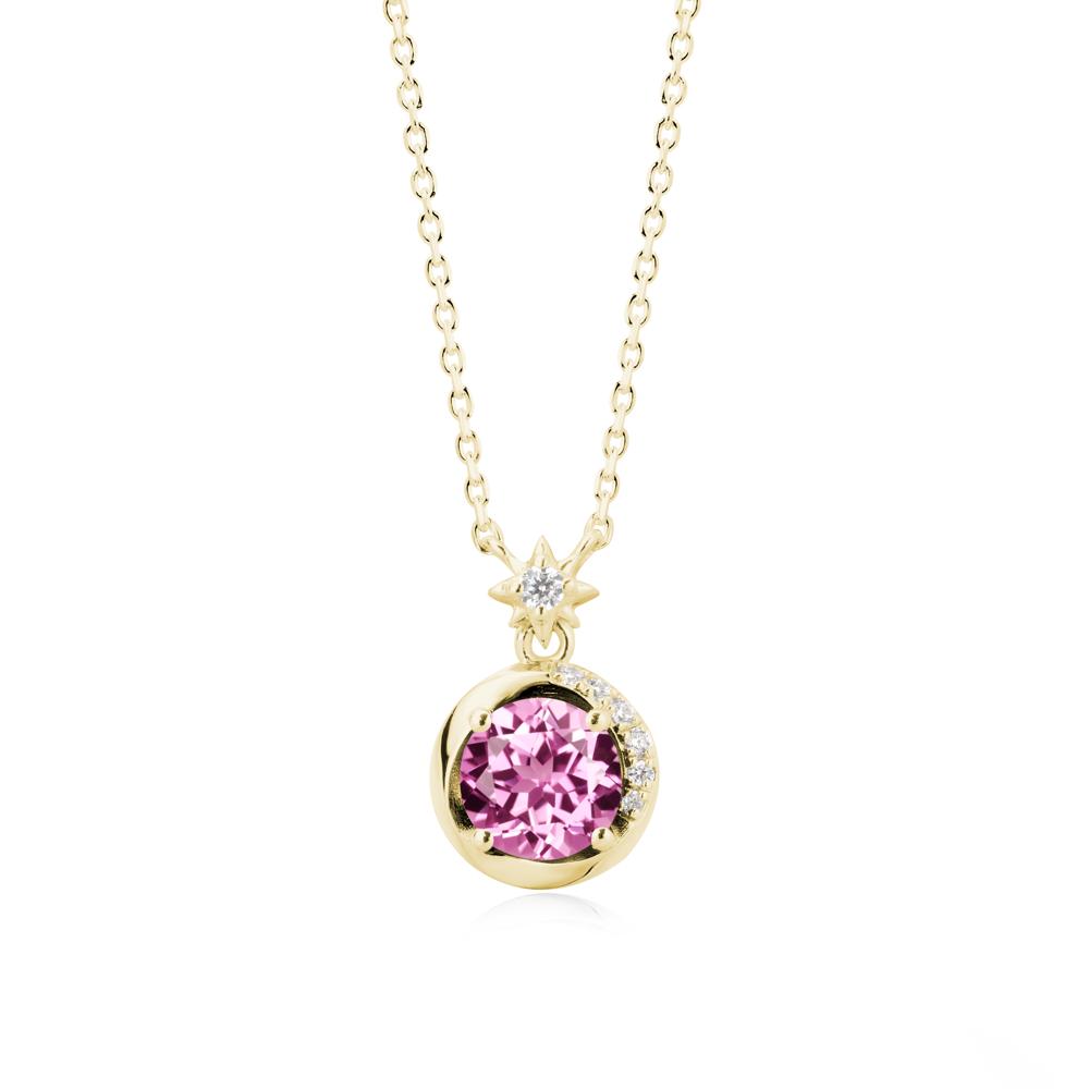 Galaxy Inspired Star Pink Sapphire Pendant Necklace - LUO Jewelry #metal_18k yellow gold