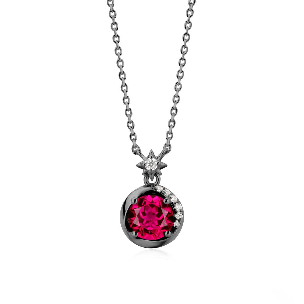 Galaxy Inspired Swirling Ruby Necklace - LUO Jewelry #metal_black finish sterling silver