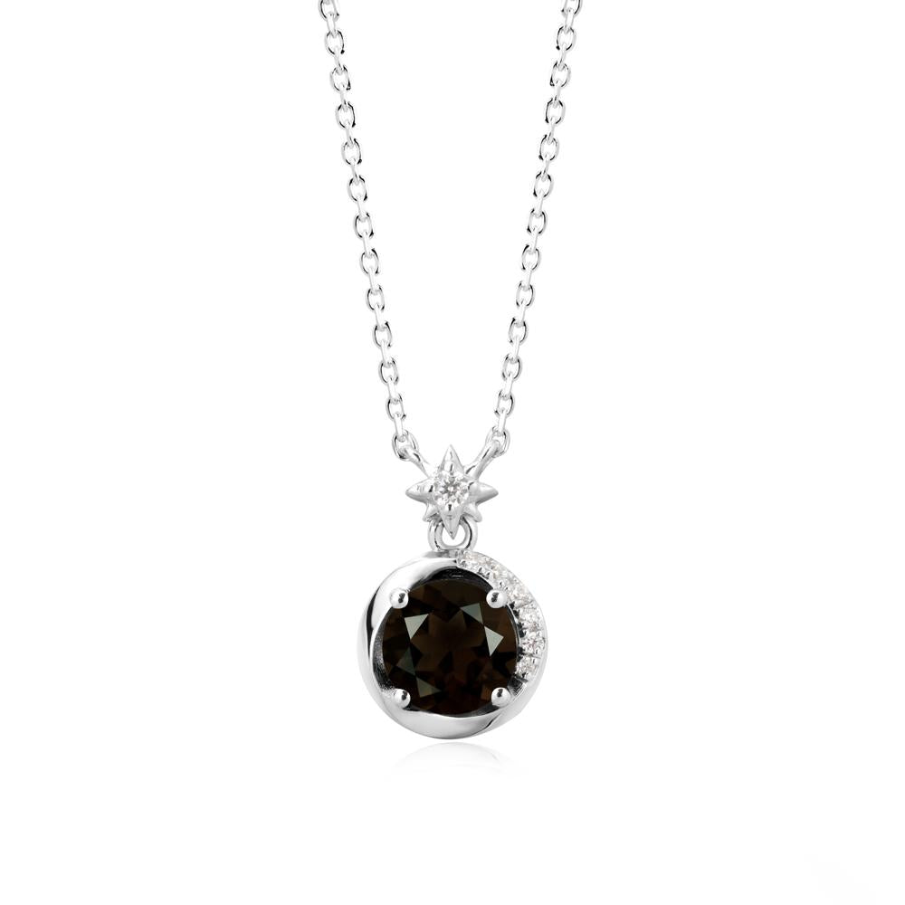 Galaxy Inspired Swirling Smoky Quartz Necklace - LUO Jewelry #metal_14k white gold