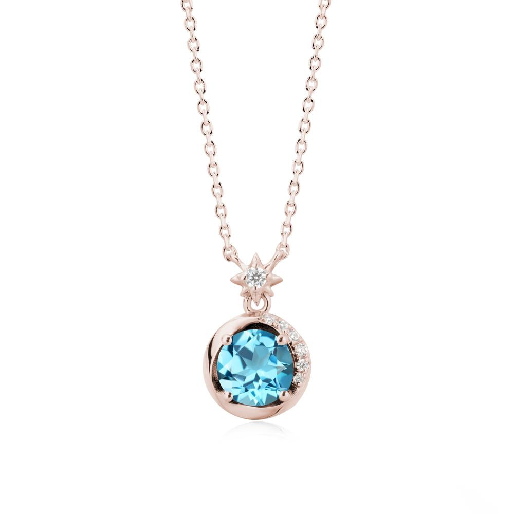 Galaxy Inspired Star Swiss Blue Topaz Pendant Necklace - LUO Jewelry #metal_14k rose gold