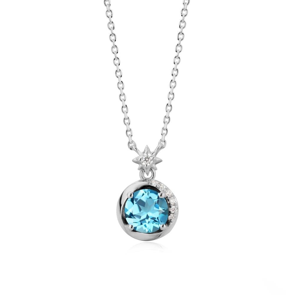 Galaxy Inspired Star Swiss Blue Topaz Pendant Necklace - LUO Jewelry #metal_platinum