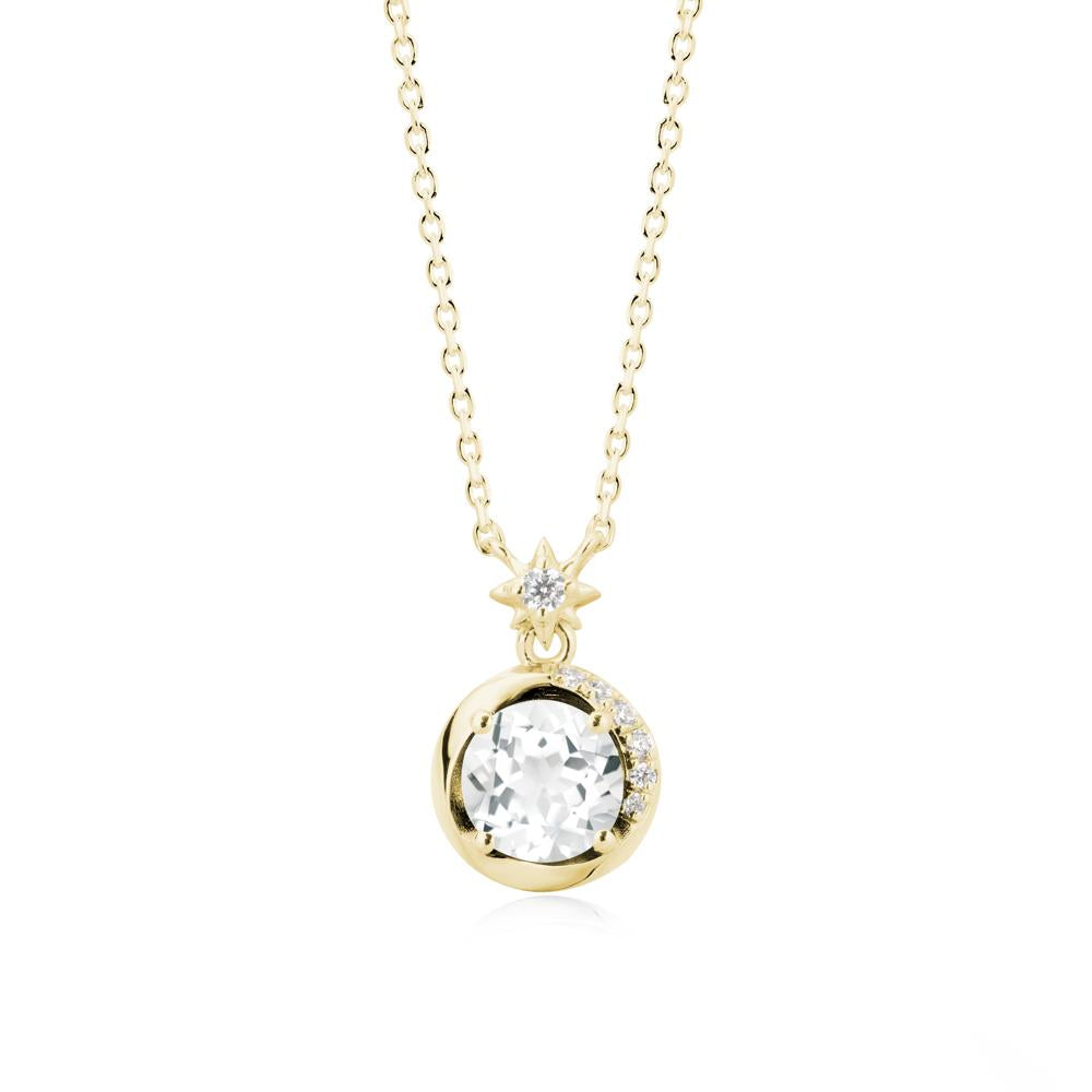 Galaxy Inspired Swirling White Topaz Necklace - LUO Jewelry #metal_18k yellow gold