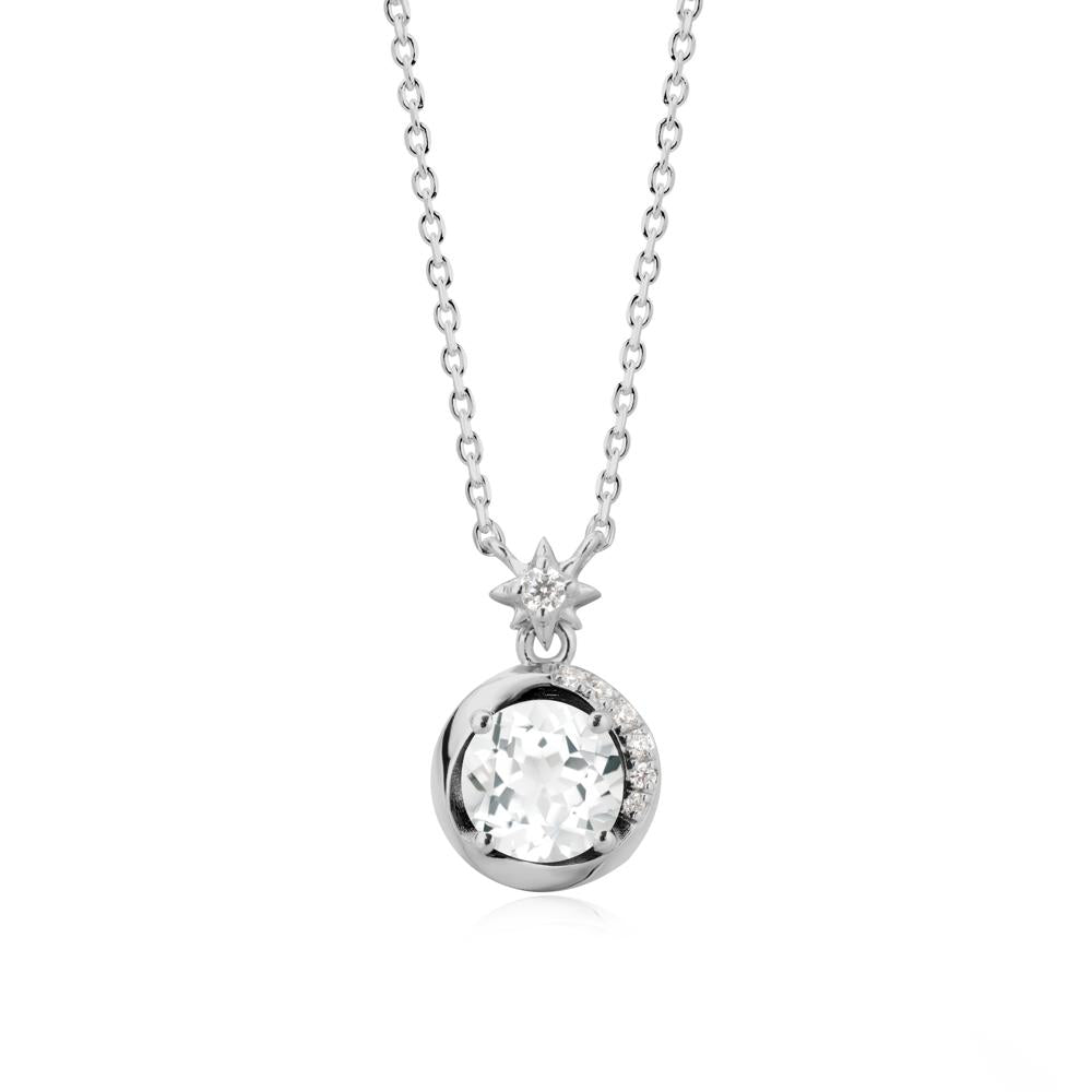 Galaxy Inspired Swirling White Topaz Necklace - LUO Jewelry #metal_platinum