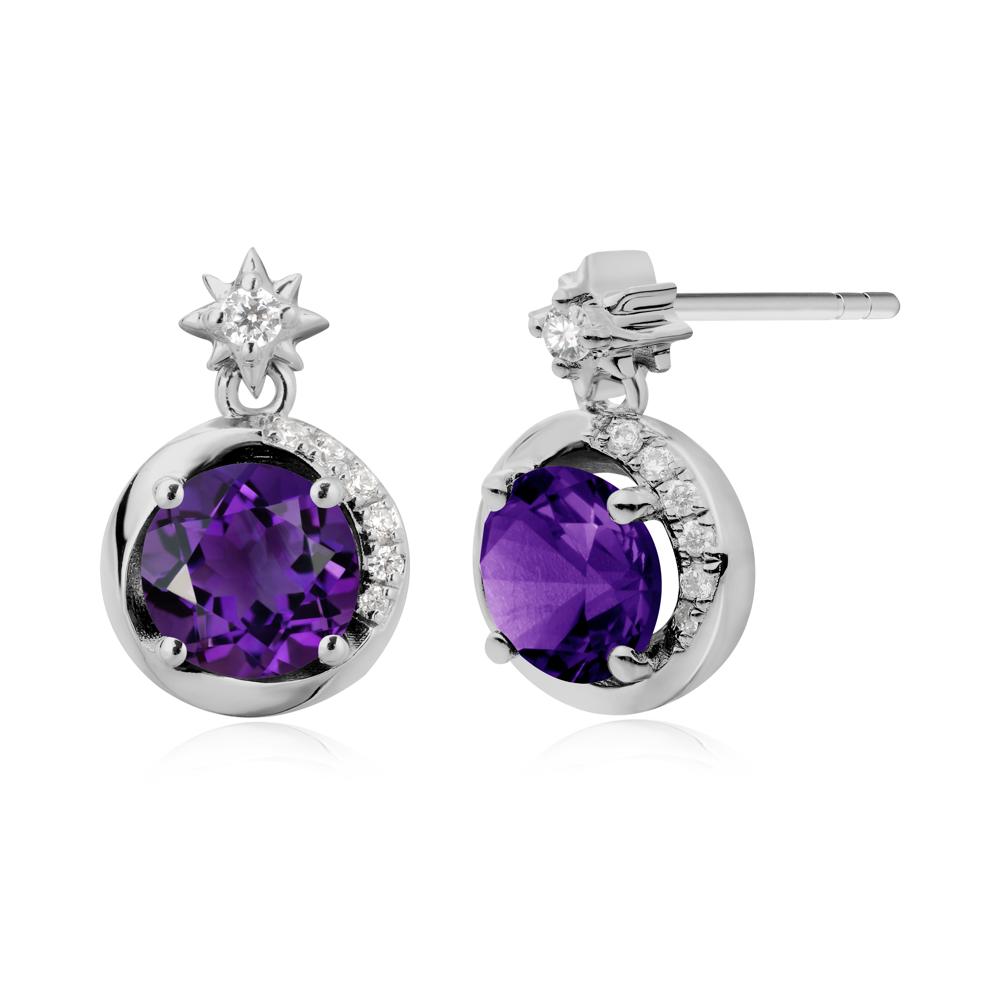 Galaxy Inspired Swirling Amethyst Stud Earrings - LUO Jewelry #metal_platinum