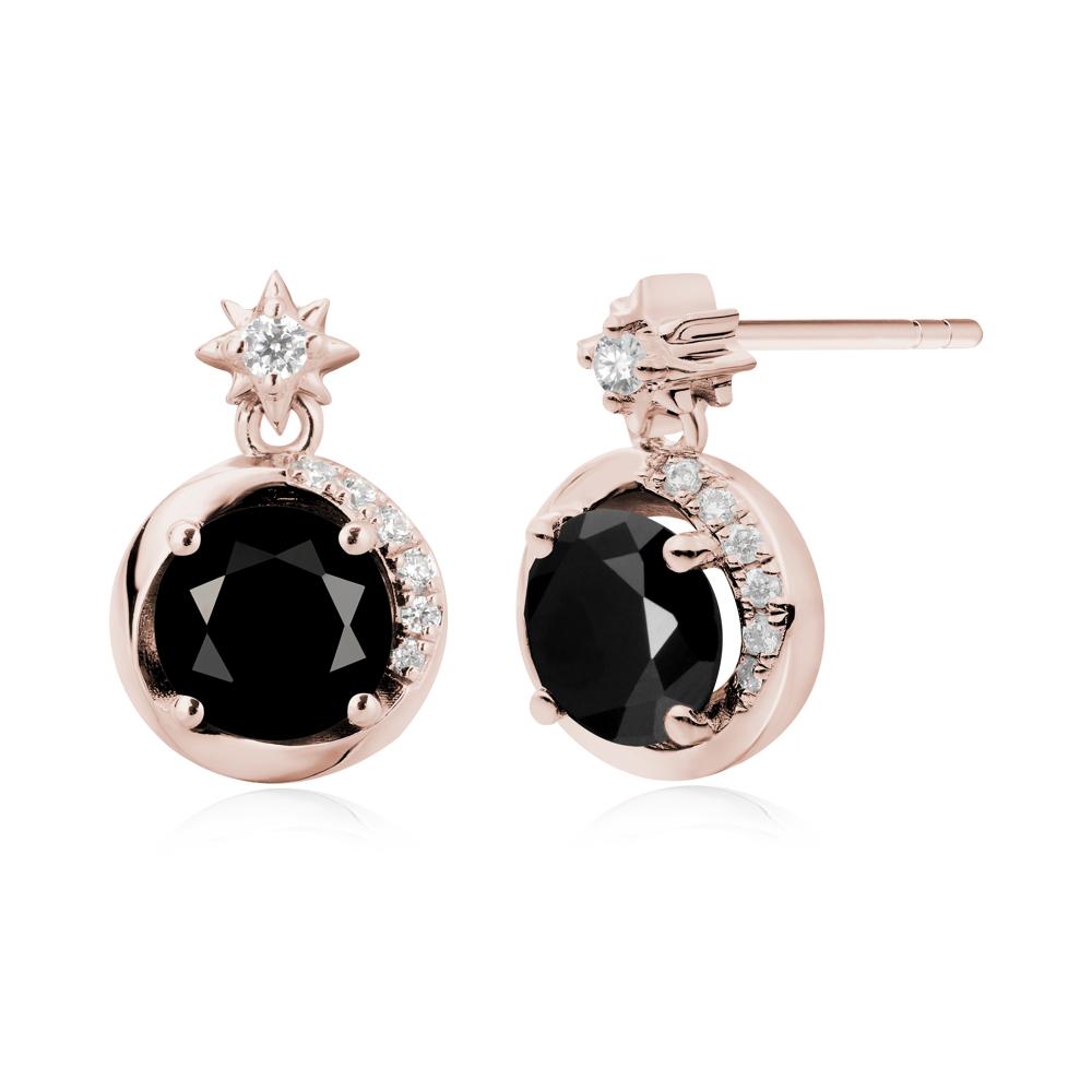 Galaxy Inspired Swirling Black Spinel Stud Earrings - LUO Jewelry #metal_14k rose gold