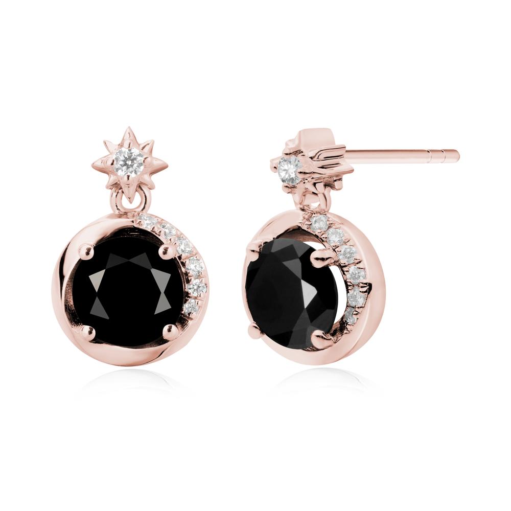 Galaxy Inspired Swirling Black Spinel Stud Earrings - LUO Jewelry #metal_18k rose gold