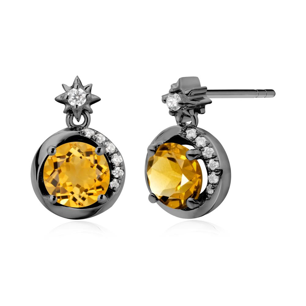 Galaxy Inspired Swirling Citrine Stud Earrings - LUO Jewelry #metal_black finish sterling silver