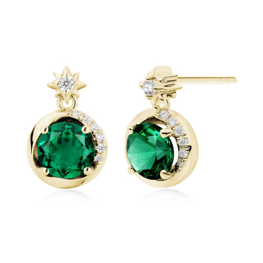 Galaxy Inspired Swirling Emerald Stud Earrings - LUO Jewelry #metal_18k yellow gold