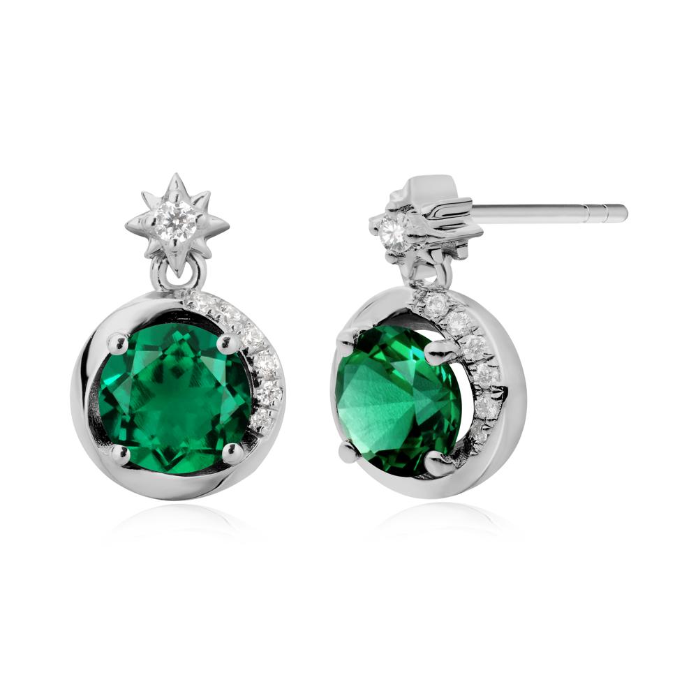 Galaxy Inspired Swirling Emerald Stud Earrings - LUO Jewelry #metal_platinum