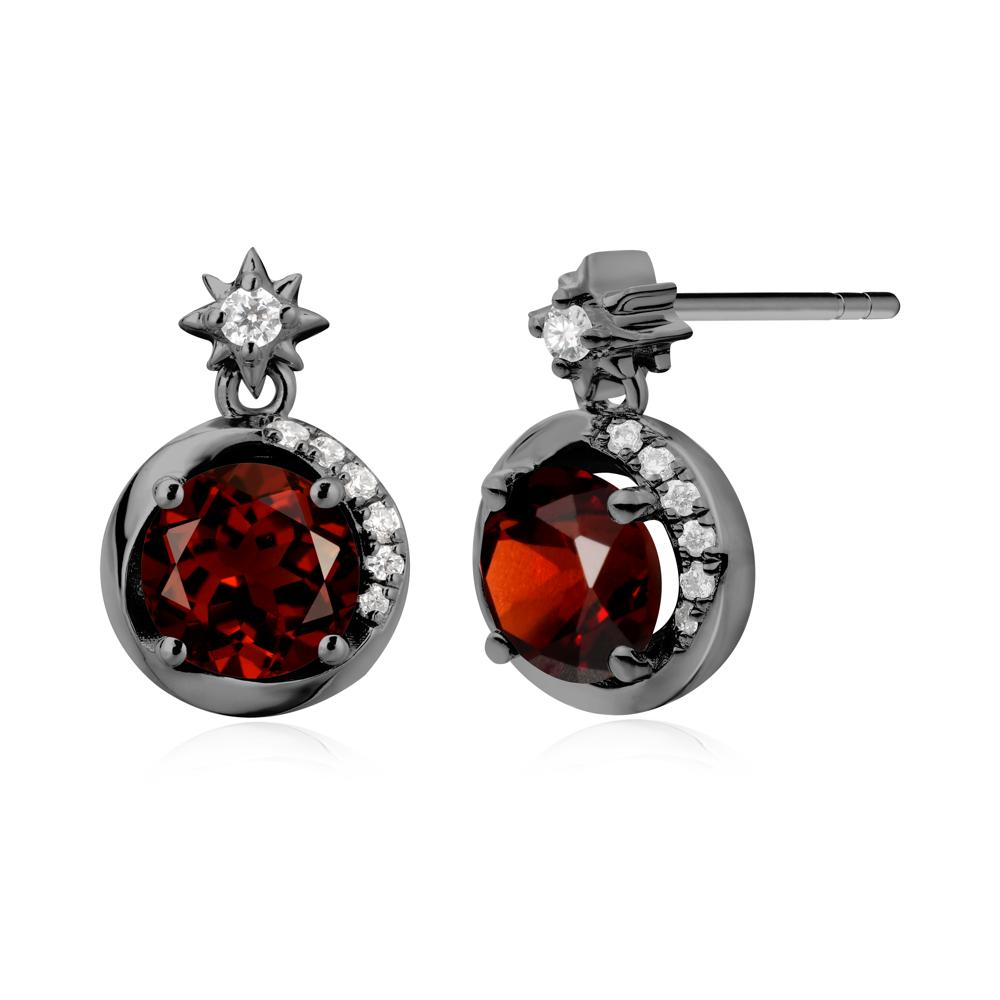 Galaxy Inspired Star Garnet Earrings - LUO Jewelry #metal_black finish sterling silver