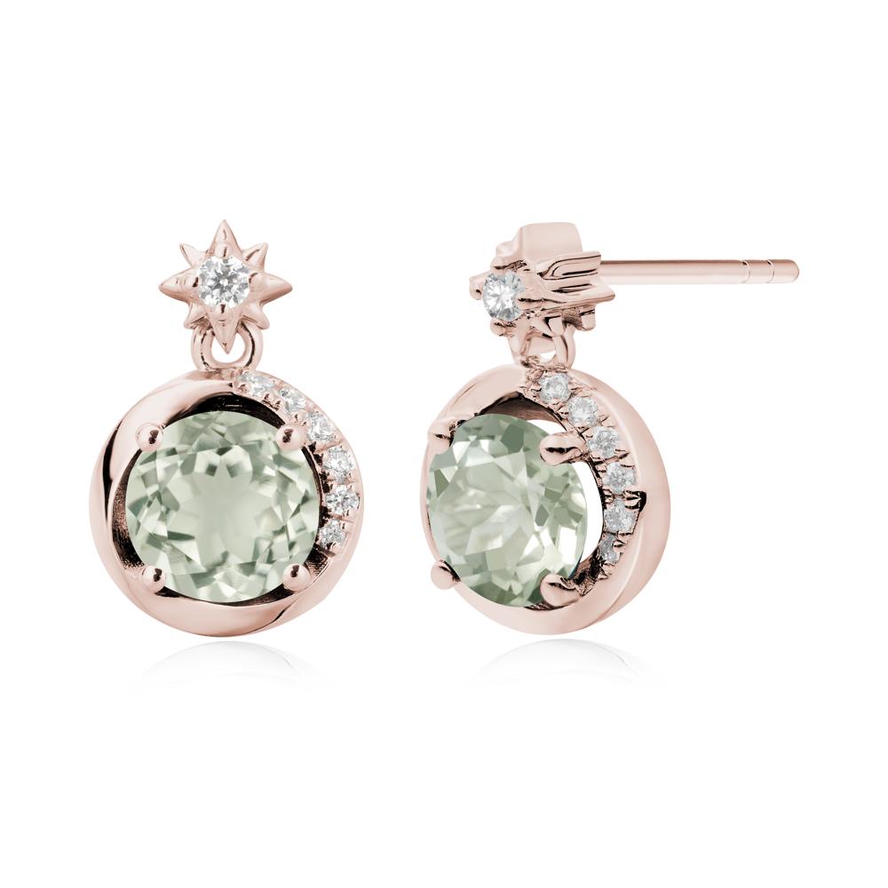 Galaxy Inspired Star Green Amethyst Earrings - LUO Jewelry #metal_14k rose gold