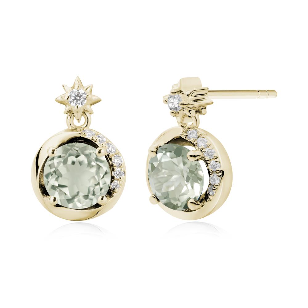 Galaxy Inspired Star Green Amethyst Earrings - LUO Jewelry #metal_14k yellow gold