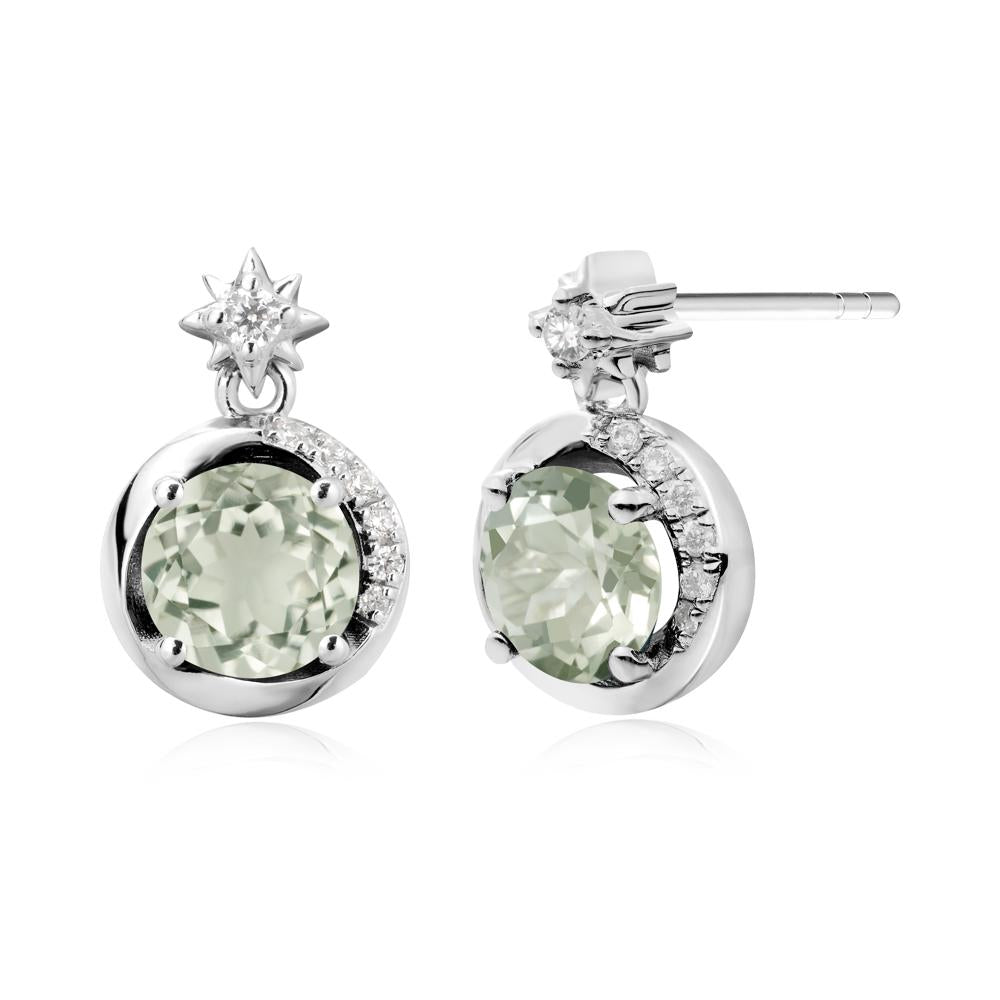 Galaxy Inspired Star Green Amethyst Earrings - LUO Jewelry #metal_18k white gold
