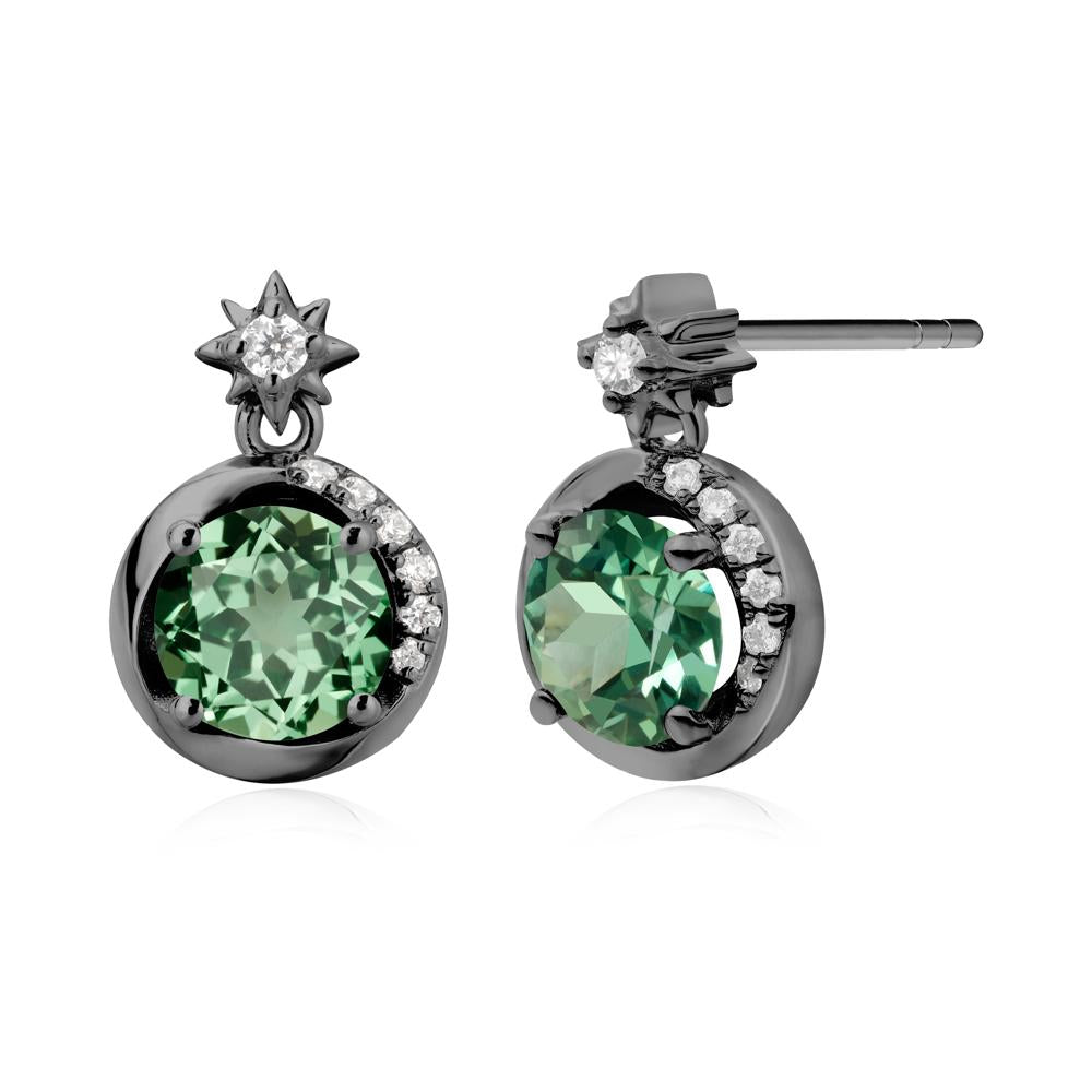 Galaxy Inspired Swirling Green Sapphire Stud Earrings - LUO Jewelry #metal_black finish sterling silver