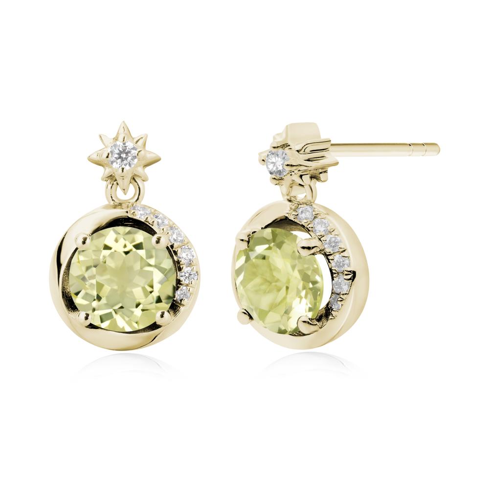 Galaxy Inspired Swirling Lemon Quartz Stud Earrings - LUO Jewelry #metal_14k yellow gold