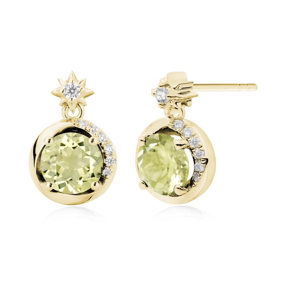 Galaxy Inspired Swirling Lemon Quartz Stud Earrings - LUO Jewelry #metal_18k yellow gold