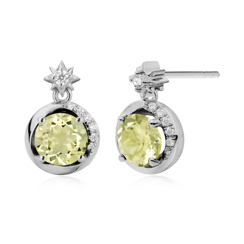 Galaxy Inspired Swirling Lemon Quartz Stud Earrings - LUO Jewelry #metal_platinum