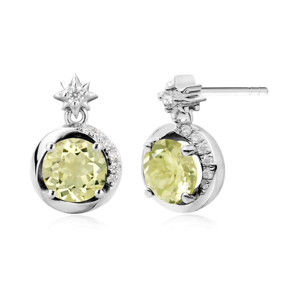 Galaxy Inspired Swirling Lemon Quartz Stud Earrings - LUO Jewelry #metal_sterling silver
