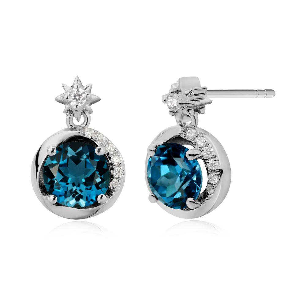 Galaxy Inspired Swirling London Blue Topaz Stud Earrings - LUO Jewelry #metal_platinum