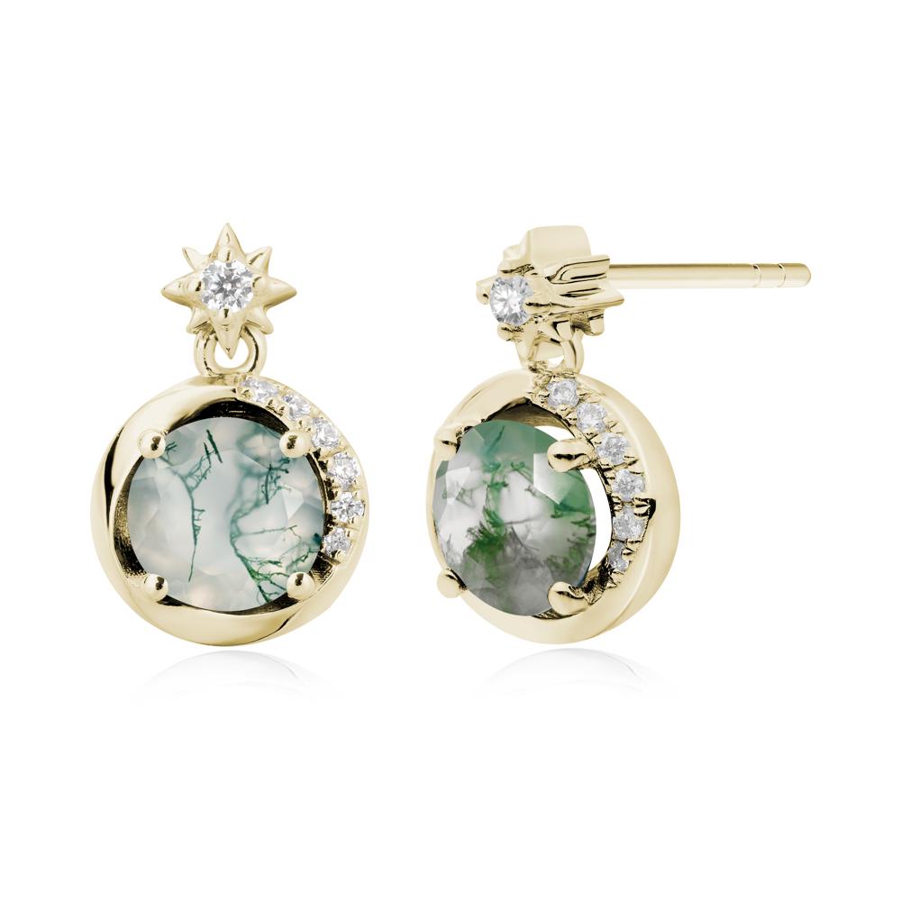 Galaxy Inspired Swirling Moss Agate Stud Earrings - LUO Jewelry #metal_14k yellow gold