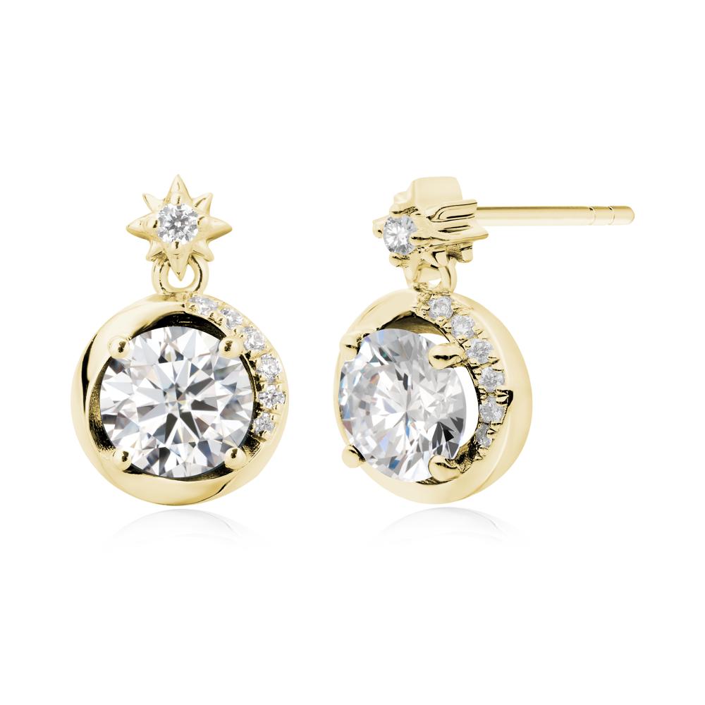 Galaxy Inspired Swirling Moissanite Stud Earrings - LUO Jewelry #metal_18k yellow gold