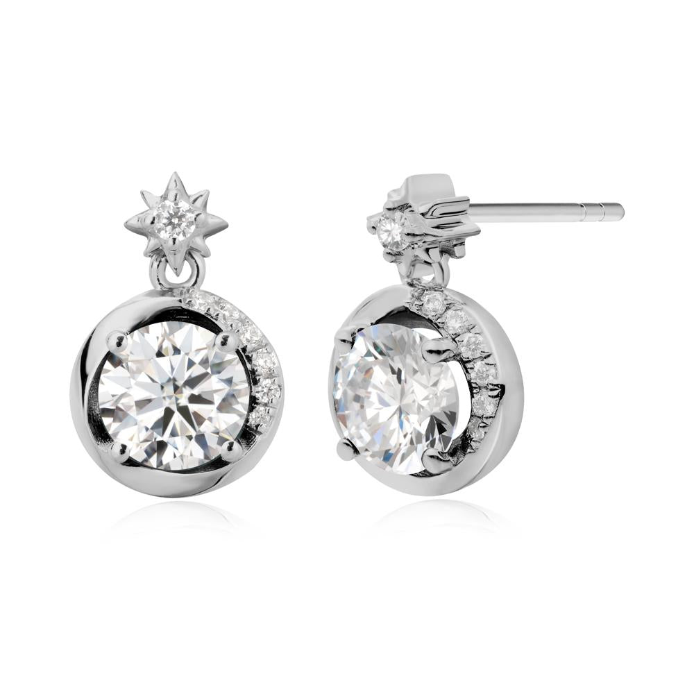 Galaxy Inspired Swirling Moissanite Stud Earrings - LUO Jewelry #metal_platinum