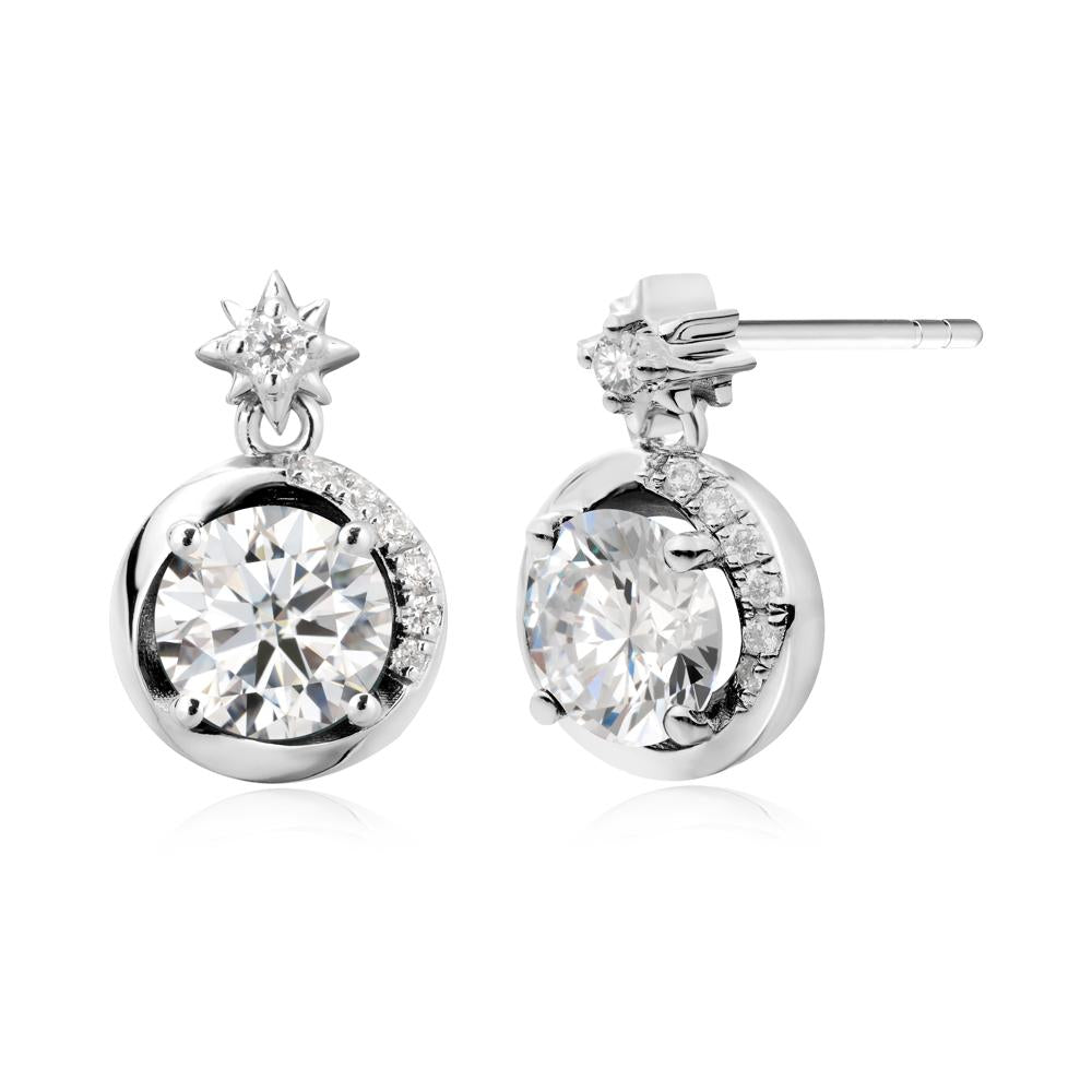 Galaxy Inspired Swirling Moissanite Stud Earrings - LUO Jewelry #metal_sterling silver