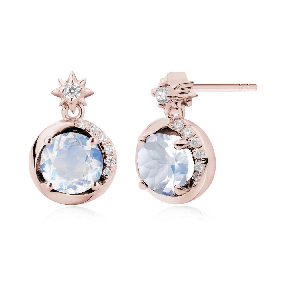 Galaxy Inspired Swirling Moonstone Stud Earrings - LUO Jewelry #metal_14k rose gold