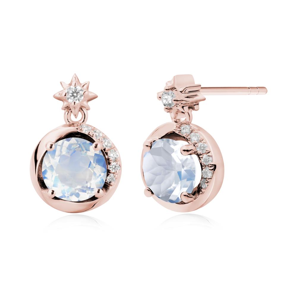 Galaxy Inspired Swirling Moonstone Stud Earrings - LUO Jewelry #metal_18k rose gold