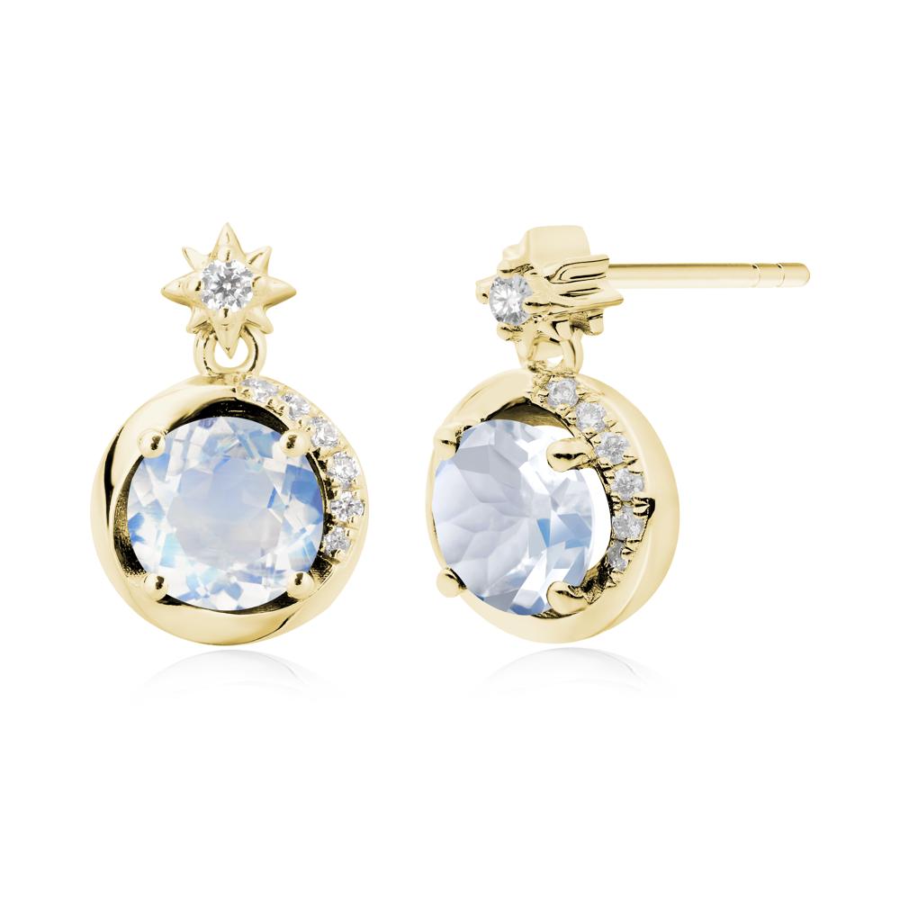 Galaxy Inspired Swirling Moonstone Stud Earrings - LUO Jewelry #metal_18k yellow gold