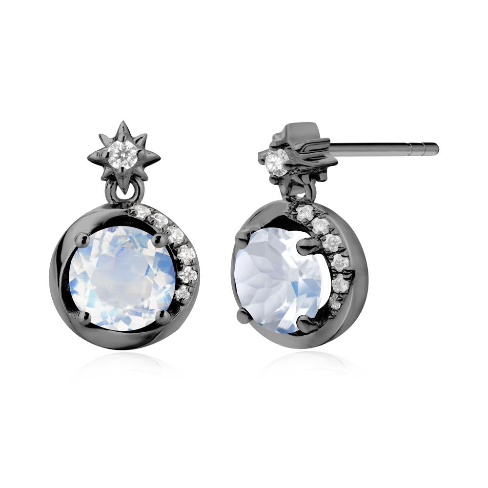 Galaxy Inspired Swirling Moonstone Stud Earrings - LUO Jewelry #metal_black finish sterling silver