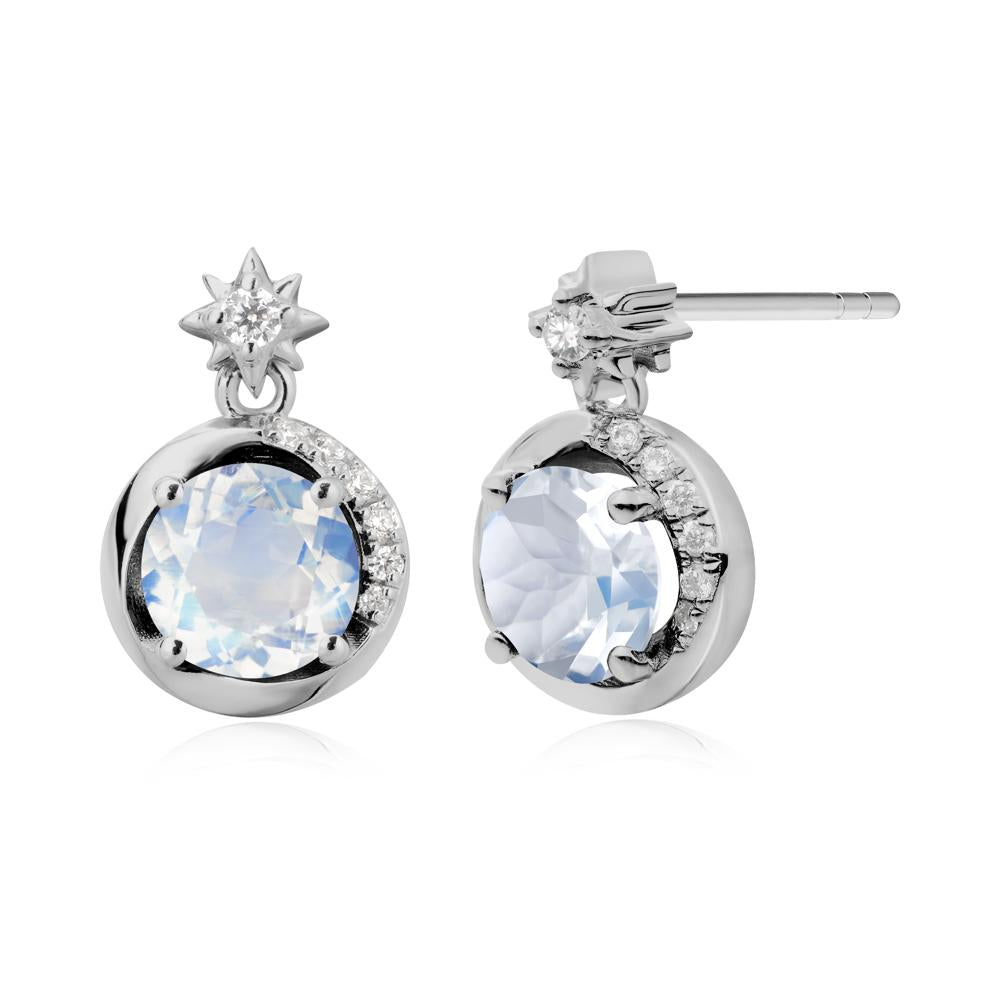 Galaxy Inspired Swirling Moonstone Stud Earrings - LUO Jewelry #metal_platinum