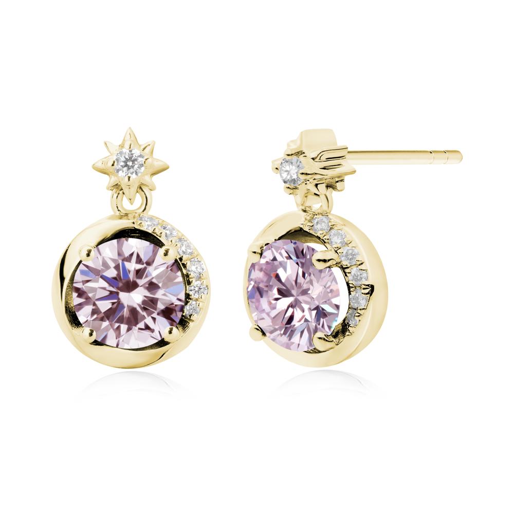 Galaxy Inspired Swirling Pink Cubic Zirconia Stud Earrings - LUO Jewelry #metal_18k yellow gold