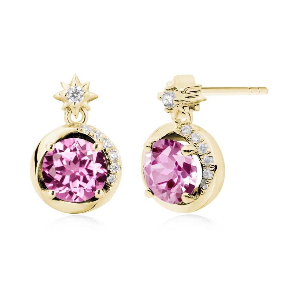 Galaxy Inspired Star Pink Sapphire Earrings - LUO Jewelry #metal_18k yellow gold