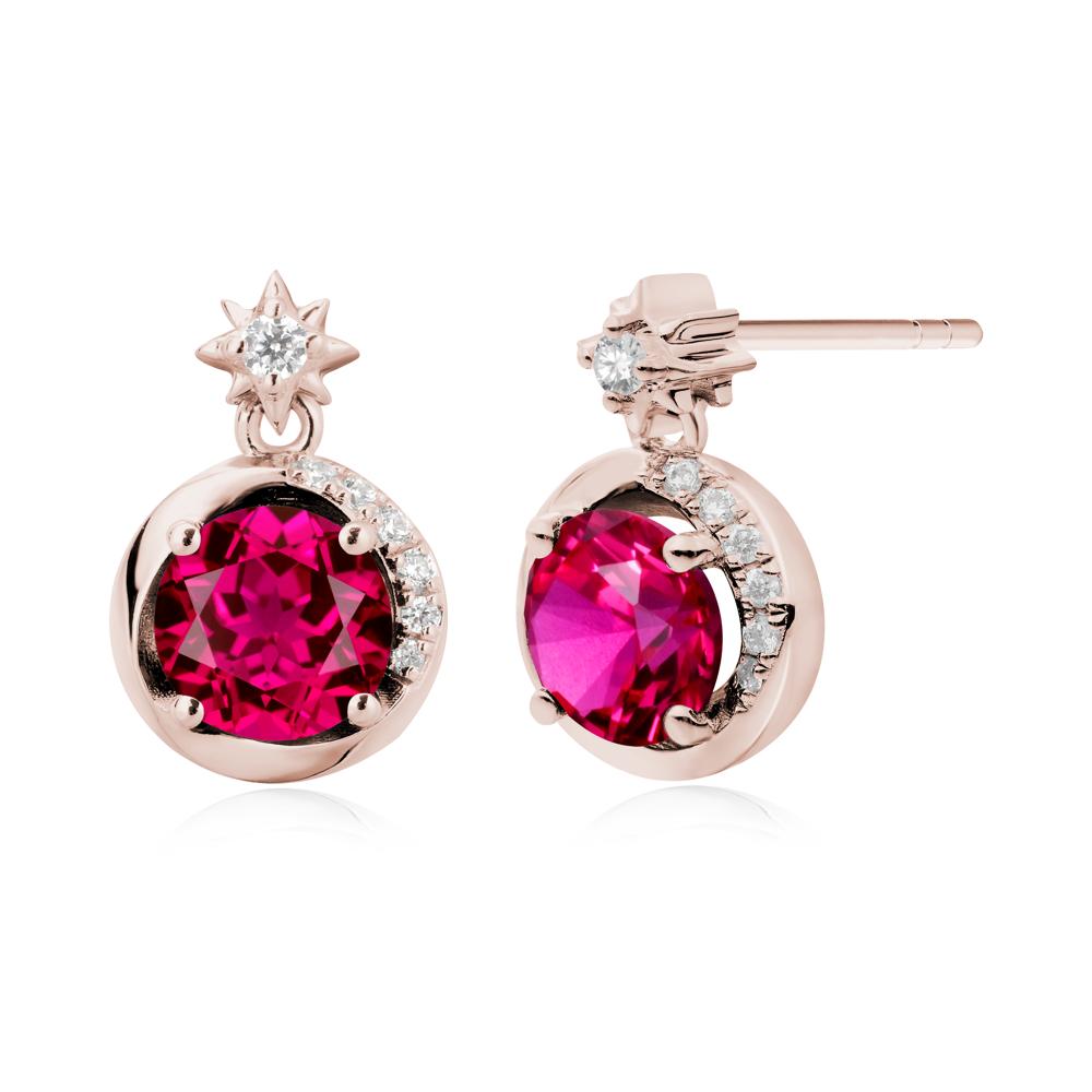 Galaxy Inspired Star Ruby Earrings - LUO Jewelry #metal_14k rose gold